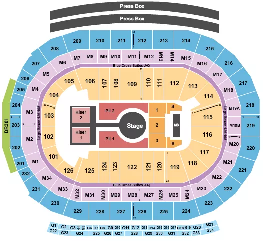 seating chart for Little Caesars Arena - Peso Pluma - eventticketscenter.com