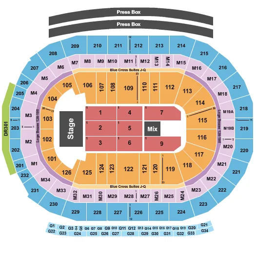 seating chart for Little Caesars Arena - The Black Keys - eventticketscenter.com