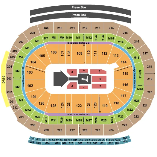 seating chart for Little Caesars Arena - WWE - eventticketscenter.com