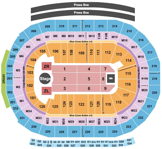 seating chart for Little Caesars Arena - Zayn - eventticketscenter.com