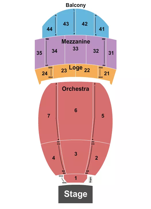 seating chart for Loew's Jersey Theatre - Endstage - eventticketscenter.com
