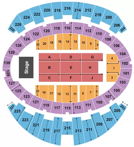seating chart for Long Beach Arena at Long Beach Convention Center - Endstage 2 - eventticketscenter.com