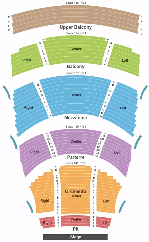 seating chart for Dell Hall at Long Center For The Performing Arts - Endstage GA Pit - eventticketscenter.com
