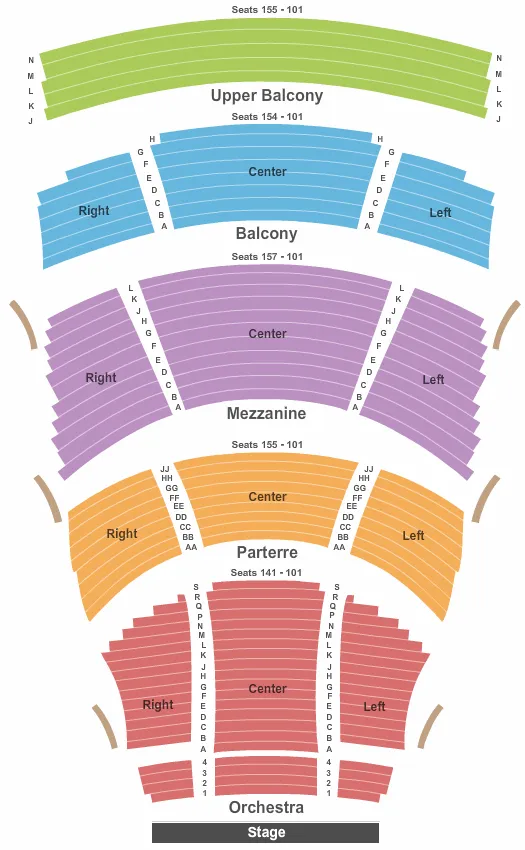 seating chart for Dell Hall at Long Center For The Performing Arts - End Stage - eventticketscenter.com