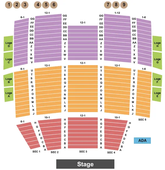 seating chart for Lorain Palace Theatre - Endstage with Tables - eventticketscenter.com