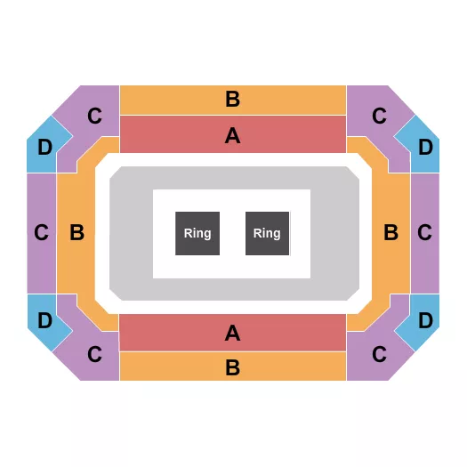 LA 28 - Judo Seating Chart at LA Convention Center Hall 2. The chart shows the main floor/stage with seating options surrounding it, which are color coded