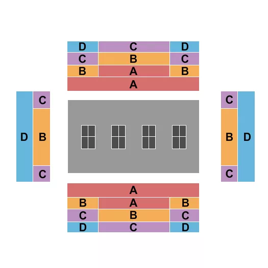 LA28 - Table Tennis Seating Chart at Hall 3 Los Angeles Convention Center. The chart shows the main floor/stage with seating options surrounding it, which are color coded