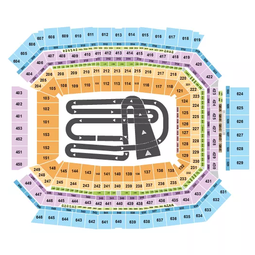 AMA Supercross Seating Chart at Lucas Oil Stadium. The chart shows the main floor/stage with seating options surrounding it, which are color coded