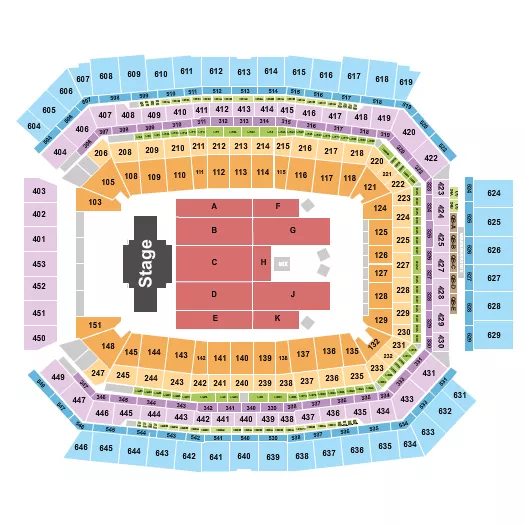 seating chart for Lucas Oil Stadium - Billy Joel - eventticketscenter.com