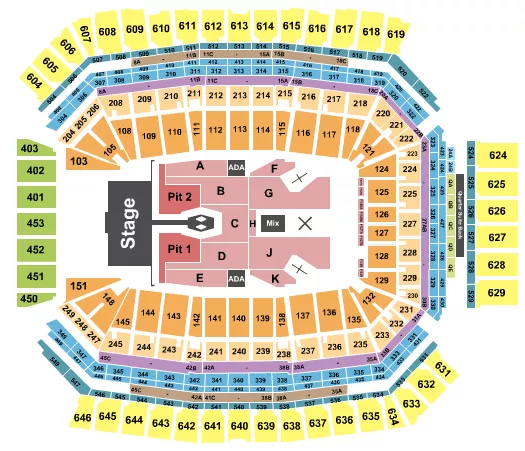 seating chart for Lucas Oil Stadium - Morgan Wallen - eventticketscenter.com