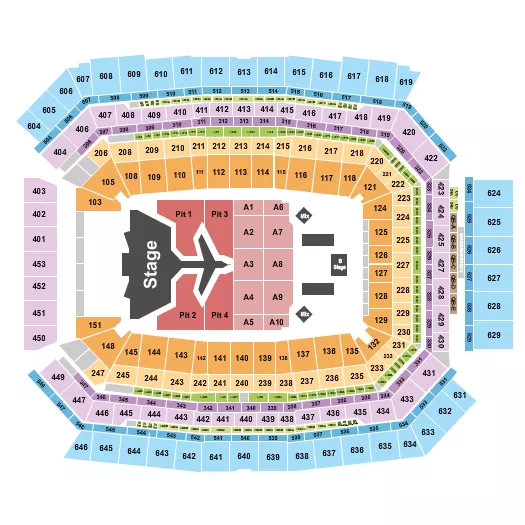 seating chart for Lucas Oil Stadium - Morgan Wallen - eventticketscenter.com