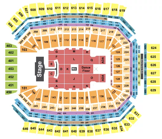 seating chart for Lucas Oil Stadium - Pink - eventticketscenter.com