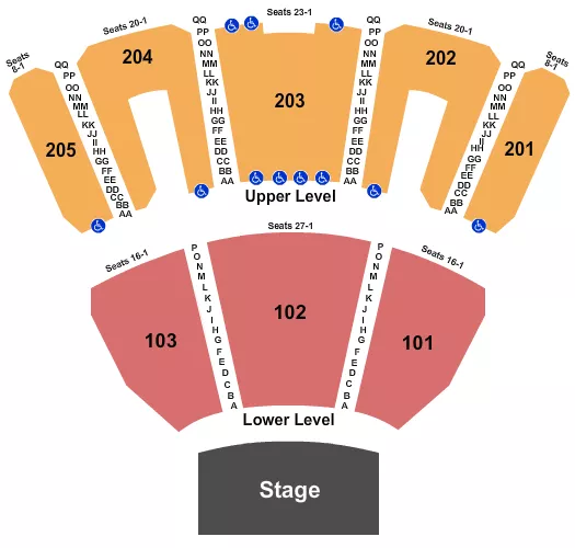 seating chart for Luxor Theater at The Luxor Hotel - Endstage - eventticketscenter.com
