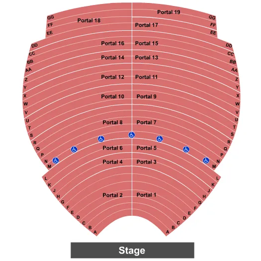 seating chart for Lyell B Clay Concert Theatre - WVU - Endstage 2 - eventticketscenter.com