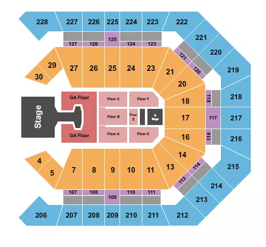 seating chart for MGM Grand Garden Arena - Disturbed - eventticketscenter.com