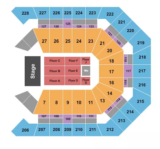 seating chart for MGM Grand Garden Arena - Endstage 5 - eventticketscenter.com