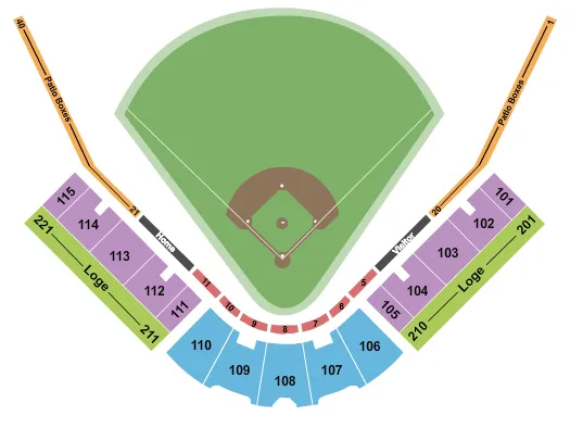seating chart for ML Tigue Moore Field at Russo Park - Baseball - eventticketscenter.com