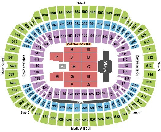 seating chart for M&T Bank Stadium - Billy Joel 2 - eventticketscenter.com