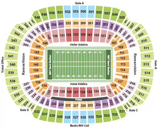 seating chart for M&T Bank Stadium - Football NO VFS - eventticketscenter.com