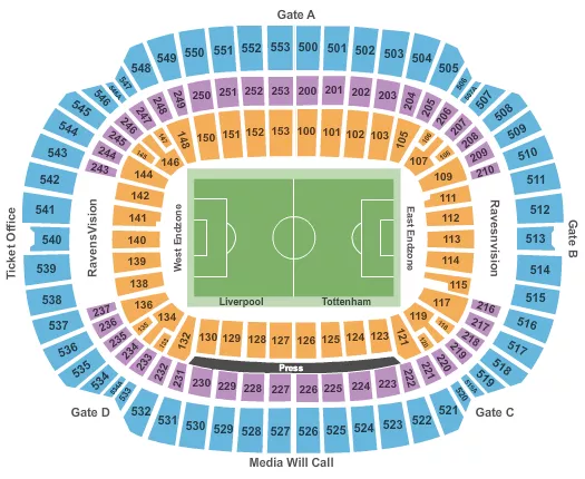 seating chart for M&T Bank Stadium - Soccer - eventticketscenter.com