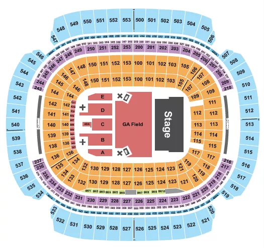 seating chart for M&T Bank Stadium - Zach Bryan - eventticketscenter.com