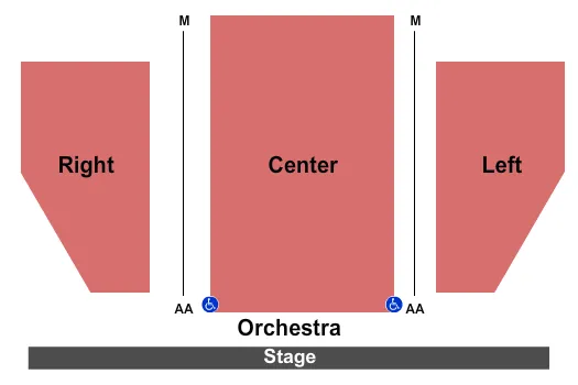 End Stage Seating Chart at MTC Stage 1 At New York City Center. The chart shows the main floor/stage with seating options surrounding it, which are color coded