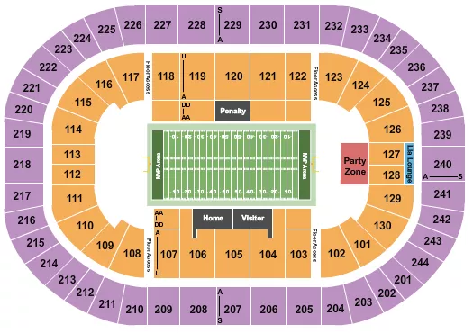 seating chart for MVP Arena - Football 2 - eventticketscenter.com