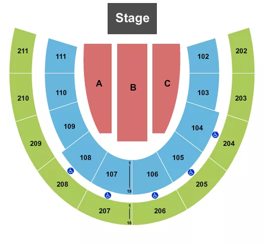 seating chart for Mabee Center - OK - Endstage 4 - eventticketscenter.com