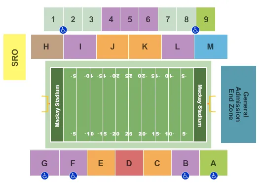 seating chart for Mackay Stadium - Football - eventticketscenter.com