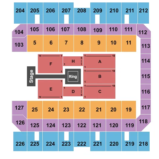 seating chart for Macon Centreplex - Coliseum - WWE - eventticketscenter.com