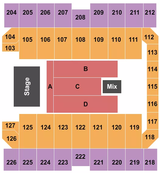 seating chart for Macon Centreplex - Coliseum - Endstage 5 - Flr A-D, A In Front - eventticketscenter.com