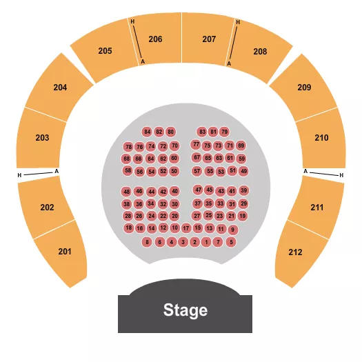 seating chart for Macon City Auditorium - Endstage Tables 2 - eventticketscenter.com