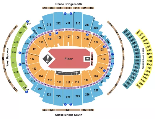 seating chart for Madison Square Garden - Endstage GA/VIP Risers - eventticketscenter.com