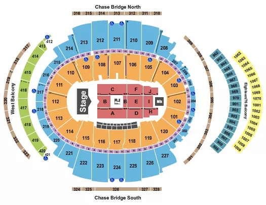 seating chart for Madison Square Garden - Endstage Middle B Stage - eventticketscenter.com