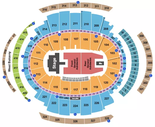 seating chart for Madison Square Garden - GA Front/Rear - eventticketscenter.com
