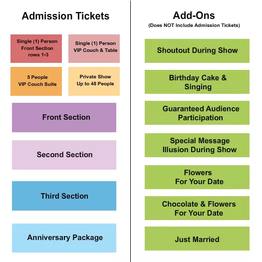seating chart for Magic Theater at Las Vegas Magic Theater - Master Of Magic 2 - eventticketscenter.com