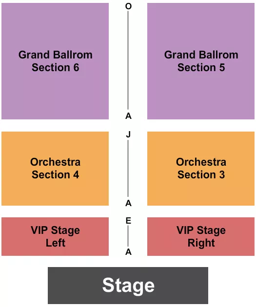 seating chart for Main Ballroom of the Hilton Hotel - Endstage - eventticketscenter.com