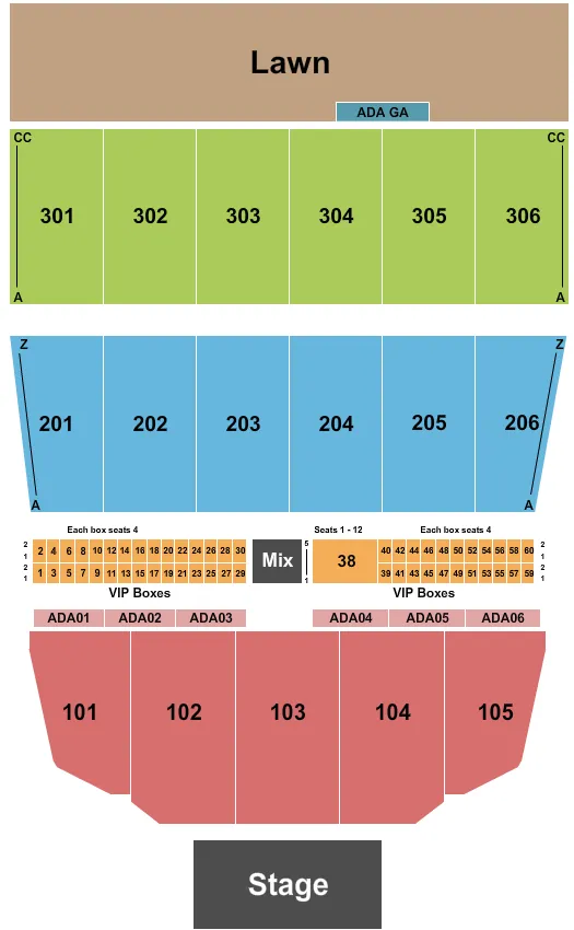 seating chart for Maine Savings Amphitheater - Endstage - eventticketscenter.com