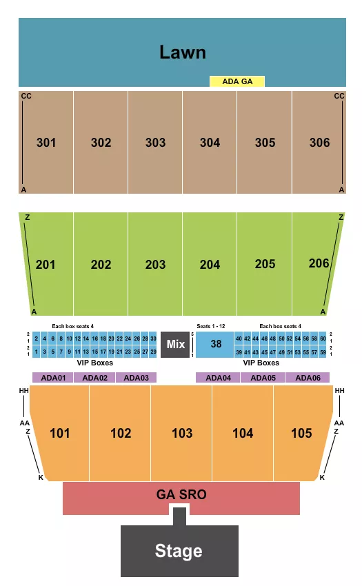 seating chart for Maine Savings Amphitheater - Papa Roach - eventticketscenter.com