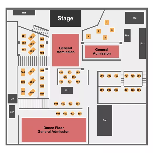seating chart for Mainland Music Hall - GA & Tables 2 - eventticketscenter.com