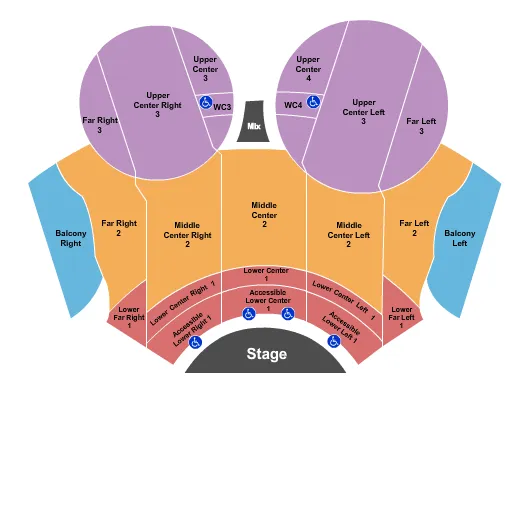 seating chart for Mainstage at Chandler Center For The Arts - AZ - Endstage 3 - eventticketscenter.com