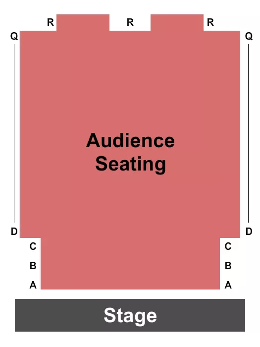 Endstage Seating Chart at Majestic Theatre & Cafe. The chart shows the main floor/stage with seating options surrounding it, which are color coded