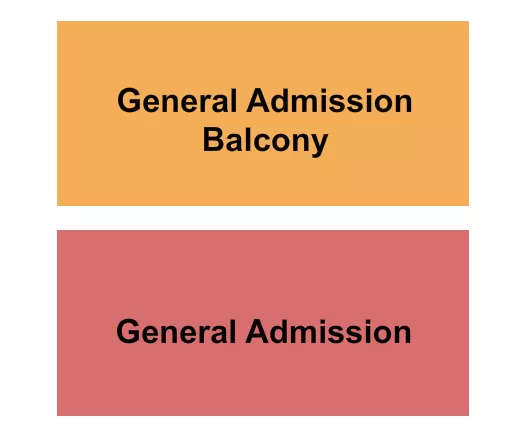 GA - Balc Seating Chart at Majestic Ventura Theatre. The chart shows the main floor/stage with seating options surrounding it, which are color coded