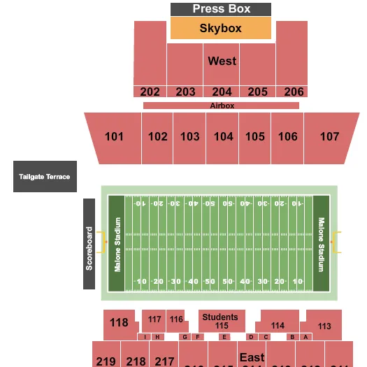 seating chart for Malone Stadium - Football - eventticketscenter.com