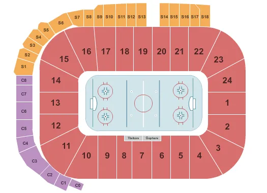 seating chart for 3M Arena at Mariucci - Hockey - eventticketscenter.com