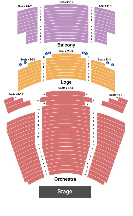 seating chart for Martin Woldson Theatre At The Fox - Endstage 2 - eventticketscenter.com