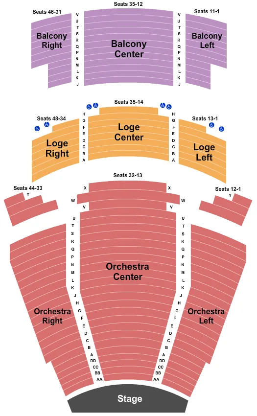 seating chart for Martin Woldson Theatre At The Fox - Endstage 1 - eventticketscenter.com