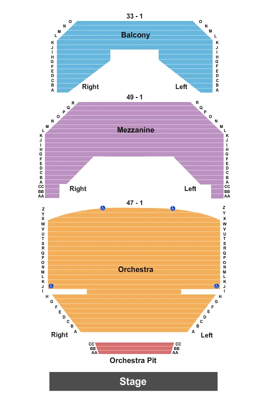 seating chart for Mary W. Sommervold Hall at Washington Pavilion - End Stage - eventticketscenter.com