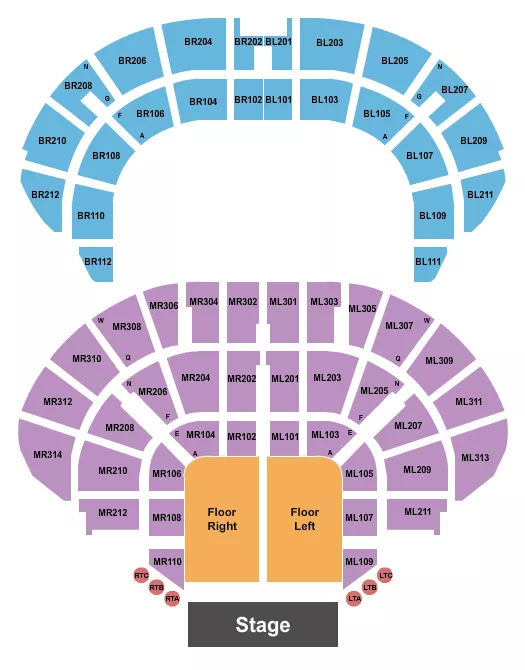 seating chart for Masonic Temple Theatre - Endstage - Floor L&R - eventticketscenter.com
