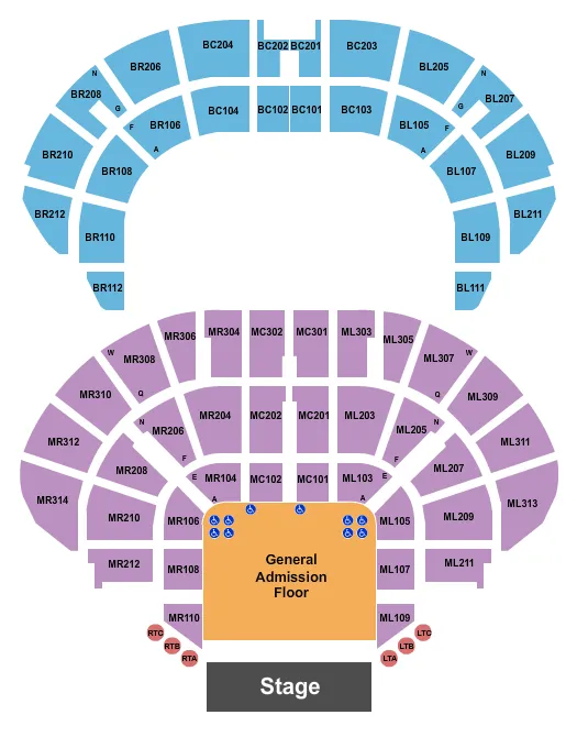 seating chart for Masonic Temple Theatre - Endstage GA Floor 2 - eventticketscenter.com